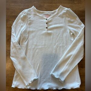 Cat & Jack Cream Buttoned Henley Top